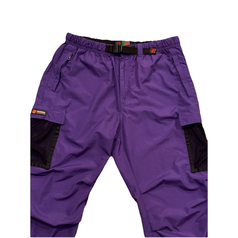 Bronze 56K Baggy Windbreaker Cargo Track Pants Belted Men's L Purple Skater EUC - Picture 3 of 8